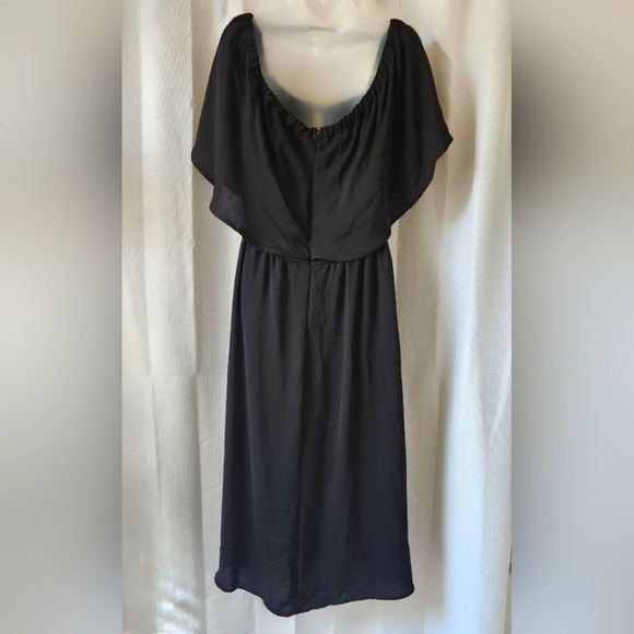 Anthropologie dRA Los Angeles Black Ruffled Off/On Shoulder Midi Dress Size L - Picture 3 of 9